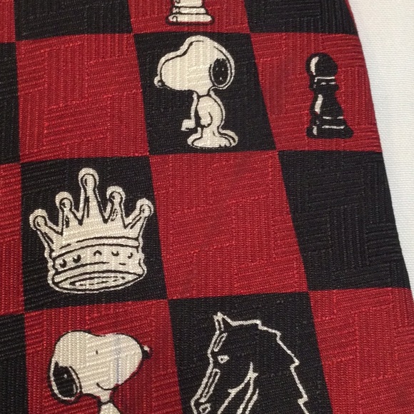 Peanuts Snoopy chess board silk necktie. Vintage 1980’s - Picture 8 of 8